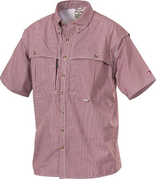 drake waterfowl wingshooter's micro plaid shirt short sleeve