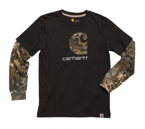 carhartt boys camo c layered tee