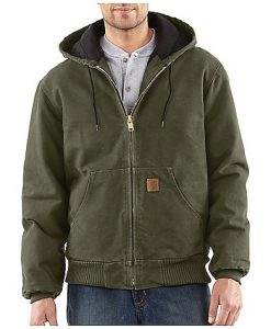 carhartt men's army green flannel lined active jacket