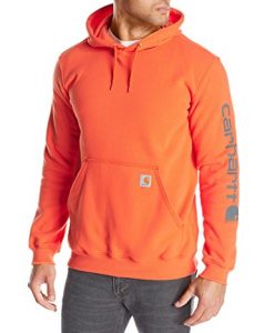 carhartt men's signature sleeve logo midweight sweatshirt hooded,orange