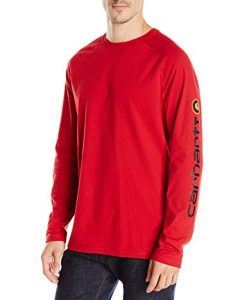 carhartt men's force cotton delmont sleeve graphic t-shirt,crimson