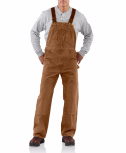 carhartt sandstone bib overall/unlined