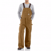 carhartt duck zip-to-thigh bib overall/quilt lined