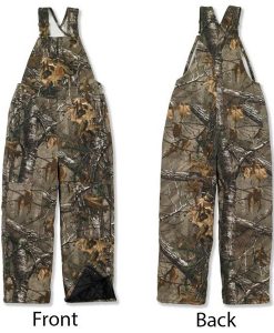 carhartt boy's realtree brown camouflage quilt lined bib overalls