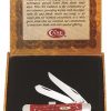 Case Brass Shield Red Jigged Bone Mini Trapper Pocket Knife & Cigar Box