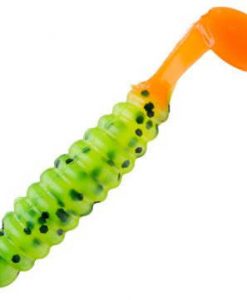 CHARLIE BREWER CRAPPIE SLIDER GRUB CHARTREUSE BLACK ORANGE TAIL