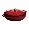 Lodge Logic 3.6 Qt. Red Enameled Cast Iron Covered Casserole #EC3CC43