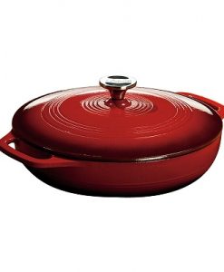 Lodge Logic 3.6 Qt. Red Enameled Cast Iron Covered Casserole #EC3CC43