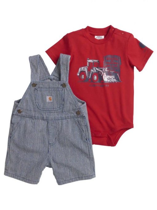 Carhartt Boys' Ticking Stripe Shortall Set