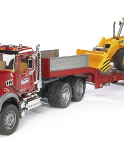 Bruder MACK Granite Flatbed Truck w/ JCB Loader Backhoe #BT2813