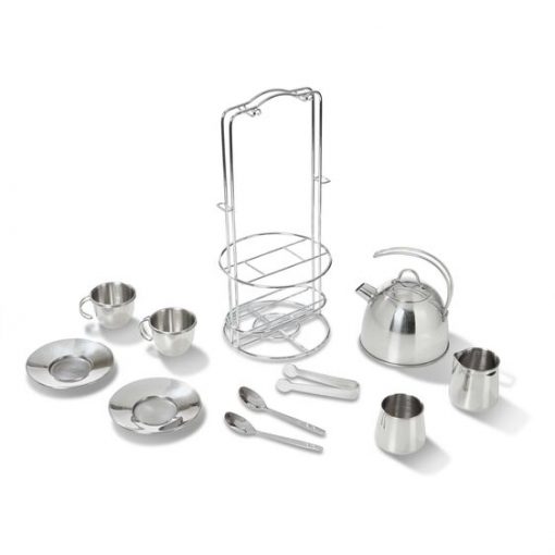 Melissa & Doug Stainless Steel Tea Set and Storage Stand