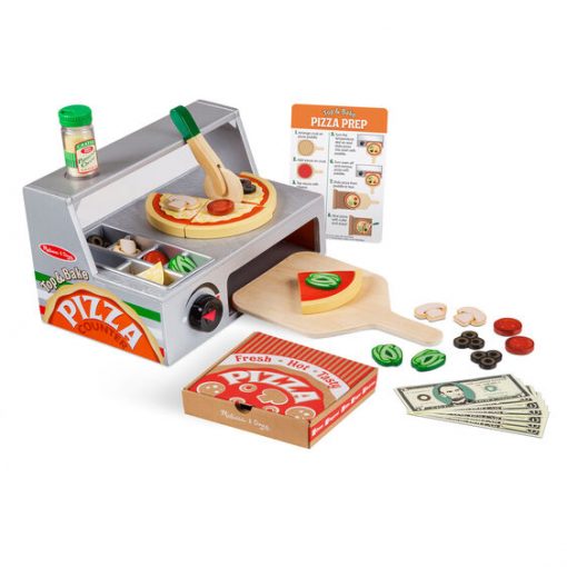 Melissa & Doug Top & Bake Pizza Counter - Wooden Play Food