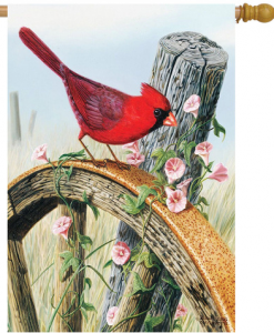 Briarwood Lane Cardinal Morning Glory House Flag #HFBL-H00319