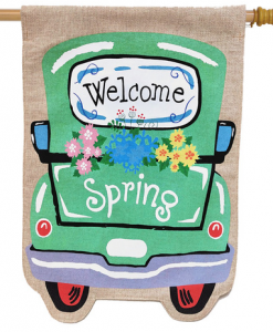 Briarwood Lane Welcome Spring Truck Burlap House Flag #HFBL-H01175