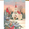 Briarwood Lane Winter Church House Flag #HFBL-H00664