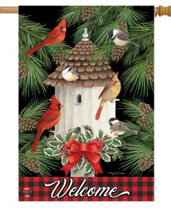 Briarwood Lane Holiday Bird Gathering House Flag #H01352