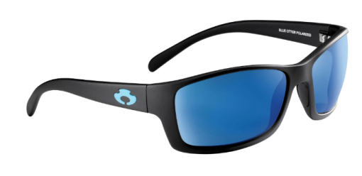 Blue Otter Polarized Sunglasses Oconee Matte Black-Pacific Blue Nylon