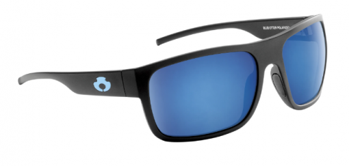 Blue Otter Polarized Sunglasses Rabun Matte Black-Pacific Blue Nylon