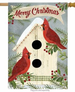 Briarwood Lane Christmas Cardinal Birdhouse House Flag # H00702