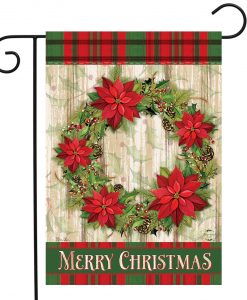 Briarwood Lane Poinsettia Wreath Garden Flag #G01310