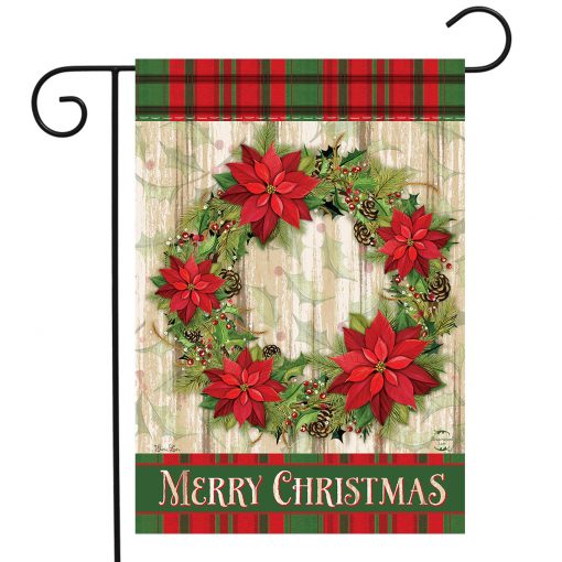 Briarwood Lane Poinsettia Wreath Garden Flag #G01310