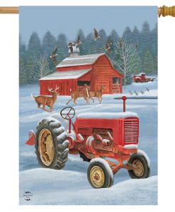 Briarwood Lane Winter On The Farm House Flag #H01372