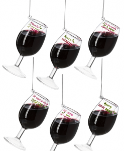 Ganz Wine Glass Ornaments With Hangtag #EX24075