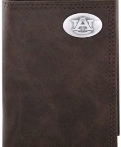 Zep-Pro Auburn Tigers Wrinkle Leather Trifold Concho Wallet - Dark Brown #AU-IWT2-DKBRN