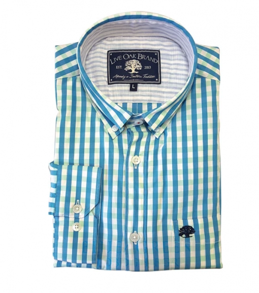 Live Oak Men's Two Color Gingham Sport Shirt