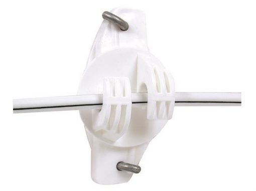 Gallagher HD Wood Post Wide Jaw Claw Insulator - White #G67614