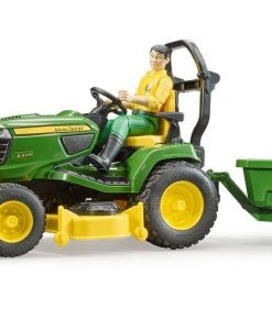 Bruder Bworld John Deere Lawn Tractor w/ Trailer and Figure #BT9824