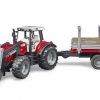 Bruder Massey Ferguson 7480 w/ Frontloader & Logging Trailer #BT02046