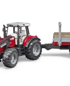 Bruder Massey Ferguson 7480 w/ Frontloader & Logging Trailer #BT02046