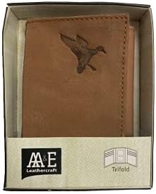 AA&E Leathercraft Cherokee Leather Trifold Wallet With Duck Embossed Emblem, Tan #314351270