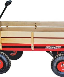 Speedway Red Wagon With Wood Sides #52178