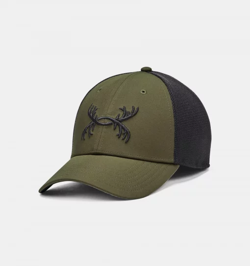 Under Armour Men's UA Antler Trucker Hat Green/Black OS #1372352