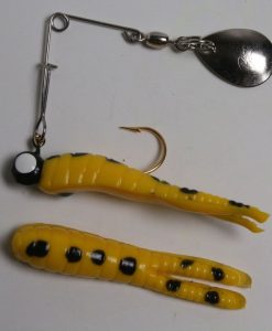 Betts Spin Split Tail Lure 2" 1/8 Oz Yellow And Black Spots#023ST31N