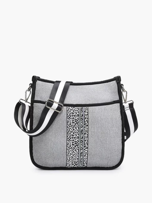 Jen & Co Jolee Striped Crossbody Cheetah Grey