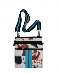 Girlie Girl Neoprene Crossbody Bag - Cow Brown Turquoise #NP-3500