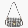 Jen & Co Elodie Houndstooth Crossbody Grey/White