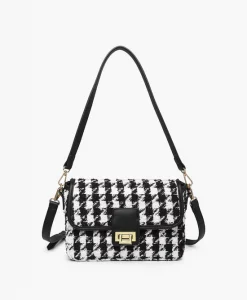 Jen & Co Elodie Houndstooth Crossbody Black/White