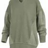 Royce Natalia Vintage Washed V Neck Fleece