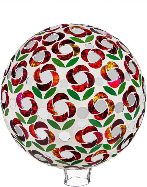 Evergreen Garden 10" Mosaic Glass Gazing Ball, Poinsettia #84G3542