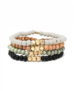 Fouray Fashion 4 Piece Black/Beige Bracelet #B133MT