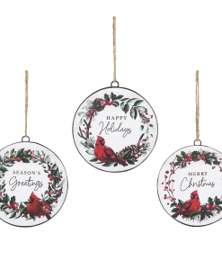 Ganz Cardinal In Wreath Disc Ornament - 6 Piece #CX178904