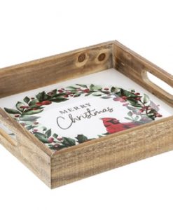 Ganz Merry Christmas Cardinal In Wreath Tray - Small #CX178902