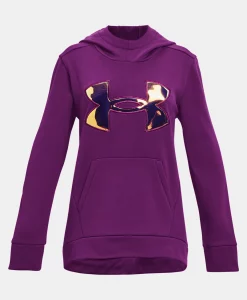 UA Girls' Armour Fleece Iridescent Big Logo Hoodie