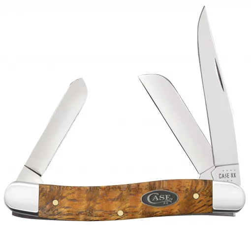 Case Knife Yellow Curly Oak Medium Stockman #47122