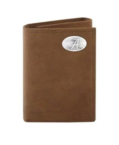 Zep-Pro Alabama Crimson Tide Concho Emblem Crazyhorse Leather Tri-Fold Wallet #UAL-IWT1-CRZH