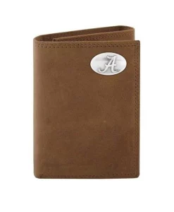 Zep-Pro Alabama Crimson Tide Concho Emblem Crazyhorse Leather Tri-Fold Wallet #UAL-IWT2-CRZH